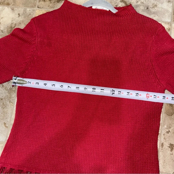 Women’s Vintage Red Feed David High Neck Sweater with Fringe Details Size: M - Picture 11 of 16